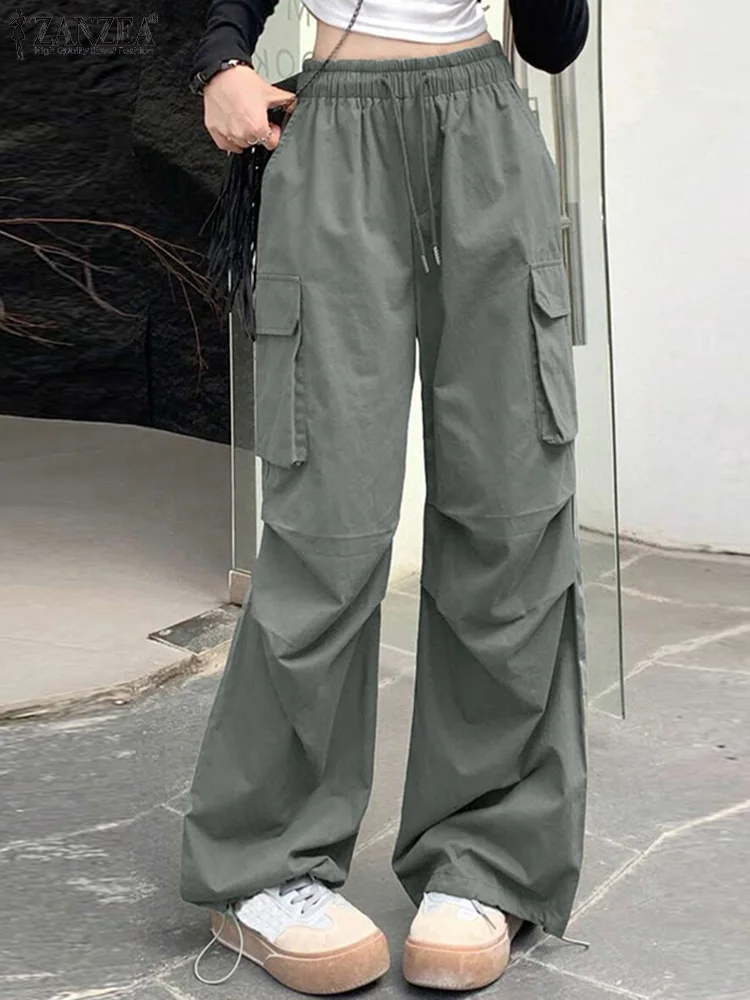 ZANZEA Women Elegant High Waist Long Pants 2025 Fashion Elastic Waist Pantalons Casual Loose Solid Color Cargo Pants Oversized
ZANZEA Women Elegant High Waist Long Pants 2025 Fashion Elastic Waist Pantalons Casual Loose Solid Color Cargo Pants Oversized