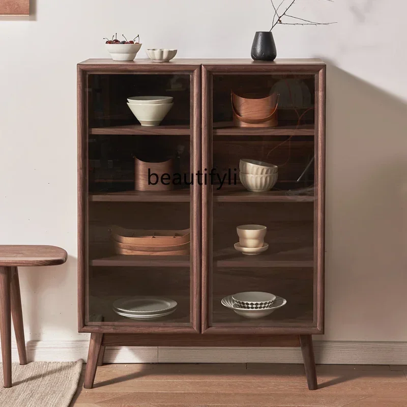 Nordic Solid Wood Sideboard Black Walnut Display Cabinet Made of Glass Tea Cabinet Hallway Shoe Cabinet
Nordic Solid Wood Sideboard Black Walnut Display Cabinet Made of Glass Tea Cabinet Hallway Shoe Cabinet