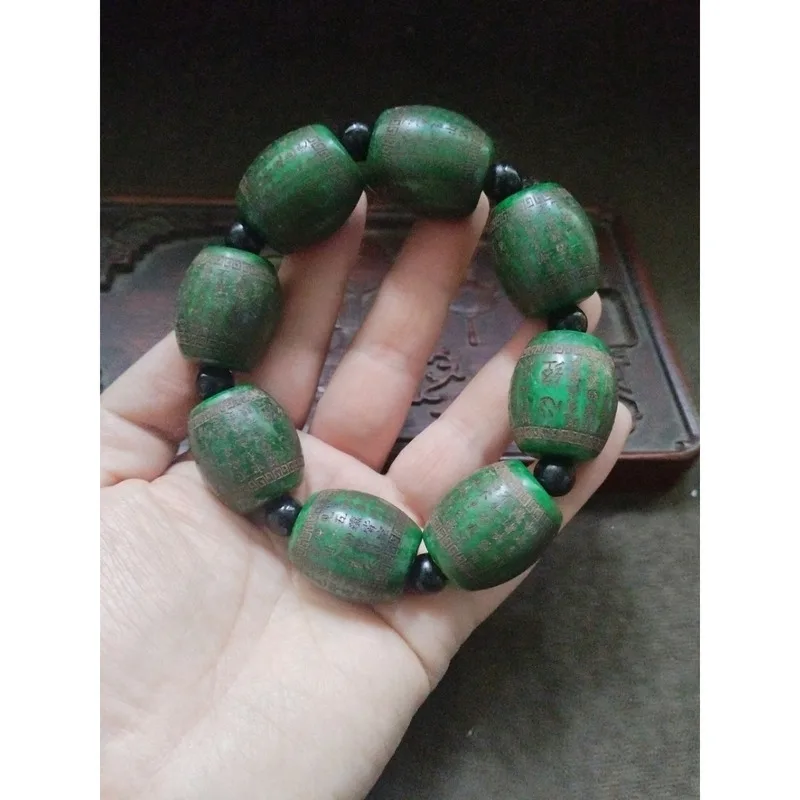 Rare Chinese Old Green Jade Hand Carved *Heart Meridian * Large Prayer Beads Bracelet
Rare Chinese Old Green Jade Hand Carved *Heart Meridian * Large Prayer Beads Bracelet