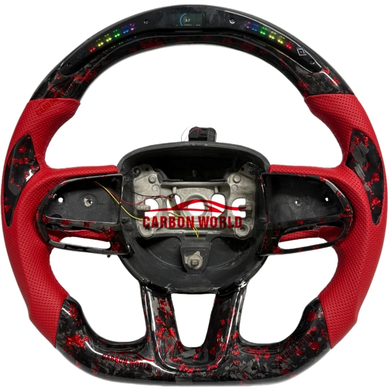 Красный спортивный руль из кованого углеродного волокна для моделей Dodge Charger SXT/GT/RT/Charger/Challenger SRT 2015-2019 гг.
Красный спортивный руль из кованого углеродного волокна для моделей Dodge Charger SXT/GT/RT/Charger/Challenger SRT 2015-2019 гг.