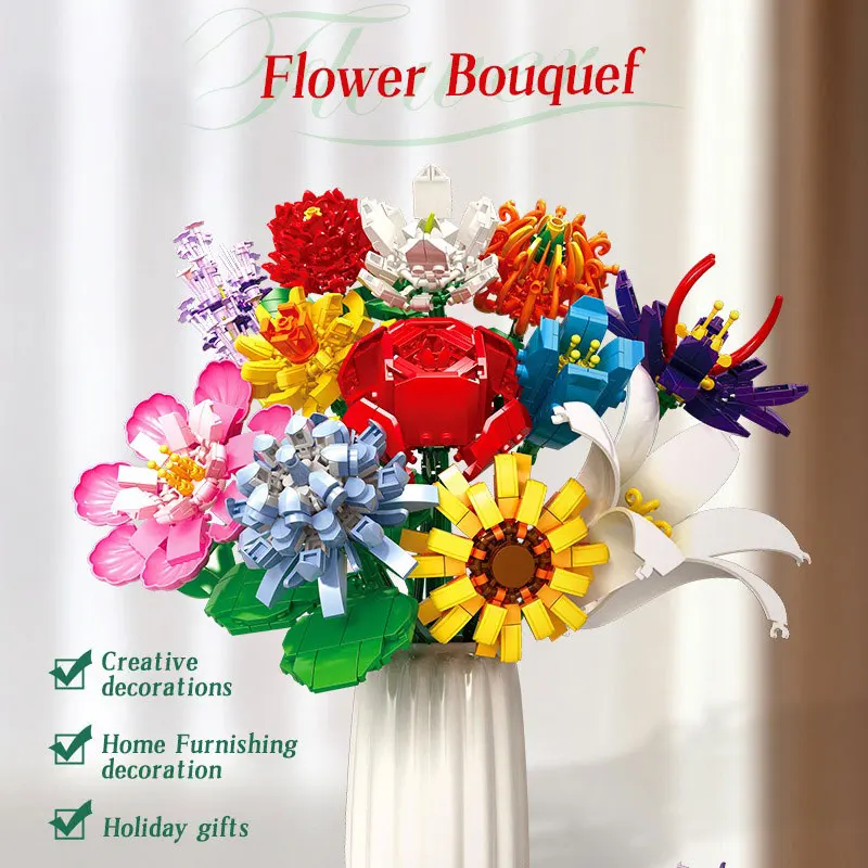 Строительный блок MOC, имитация букета в сборе, роза, строительный блок из мелких частиц, креативная игрушка для украшения рабочего стола, 1064 шт.
Строительный блок MOC, имитация букета в сборе, роза, строительный блок из мелких частиц, креативная игрушка для украшения рабочего стола, 1064 шт.