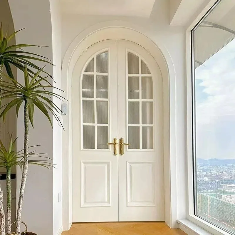 Arched French door, cream style bedroom curved shape Changhong glass door
Arched French door, cream style bedroom curved shape Changhong glass door