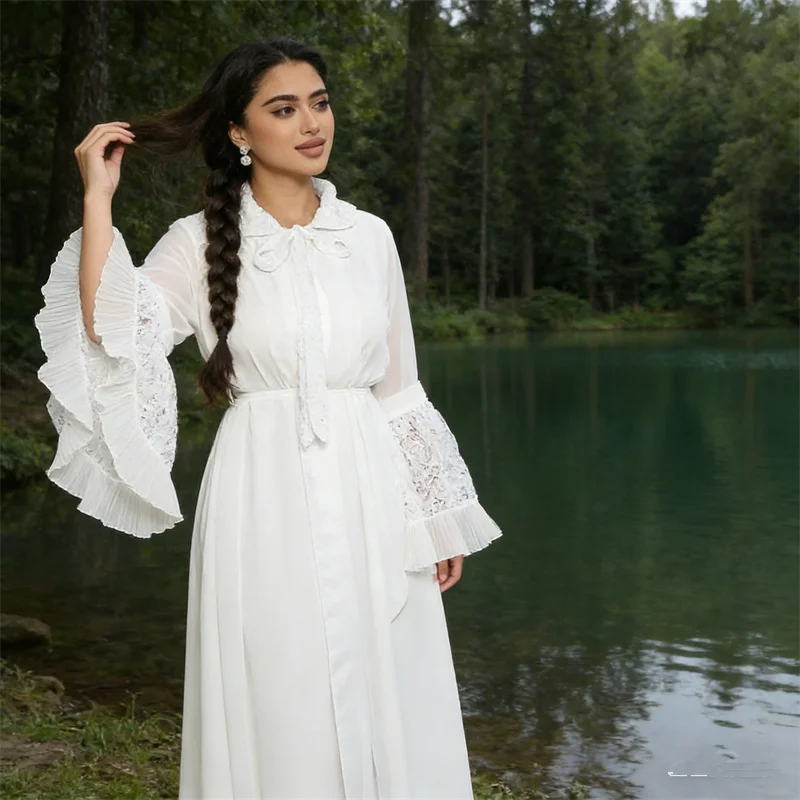 Ramadan Eid Abaya Muslim Dress Women Lace Flare Sleeve Party Gown Dubai Turkey Kaftan Eid Djellaba Islam Jalabiya Vestidos Robe
Ramadan Eid Abaya Muslim Dress Women Lace Flare Sleeve Party Gown Dubai Turkey Kaftan Eid Djellaba Islam Jalabiya Vestidos Robe