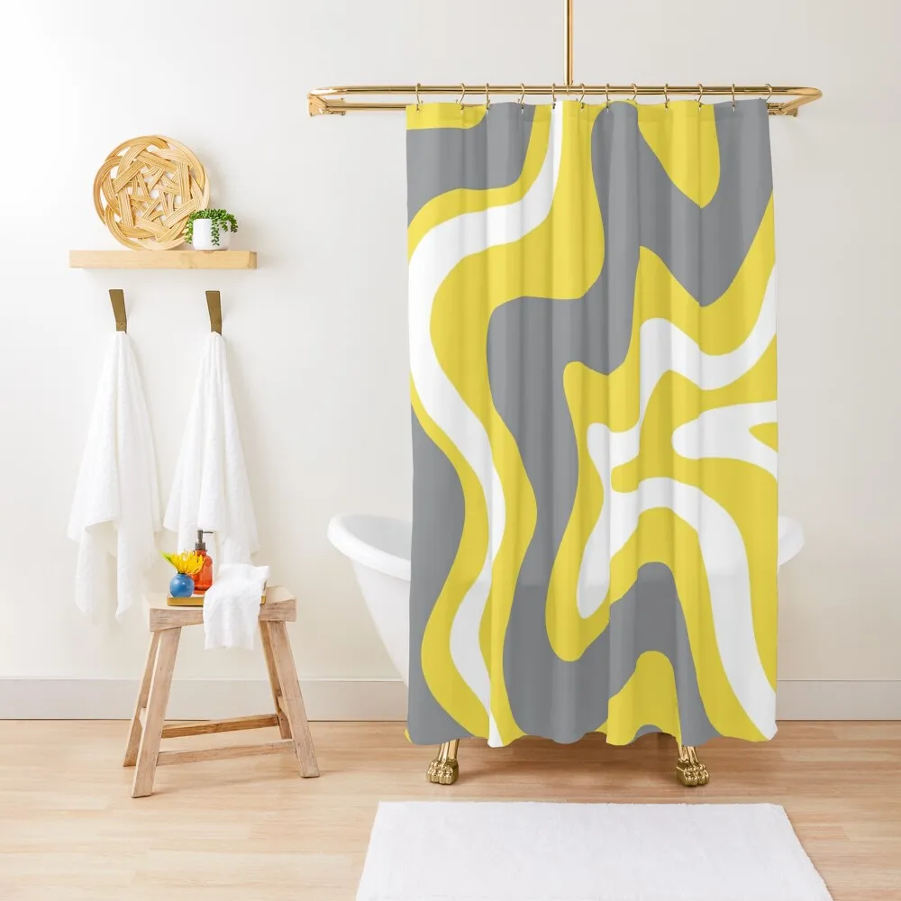 Retro Liquid Swirl Abstract Pattern in Light Grey, White, and Lemon Yellow Shower Curtain Shower Bath For Bathrooms Curtain
Retro Liquid Swirl Abstract Pattern in Light Grey, White, and Lemon Yellow Shower Curtain Shower Bath For Bathrooms Curtain