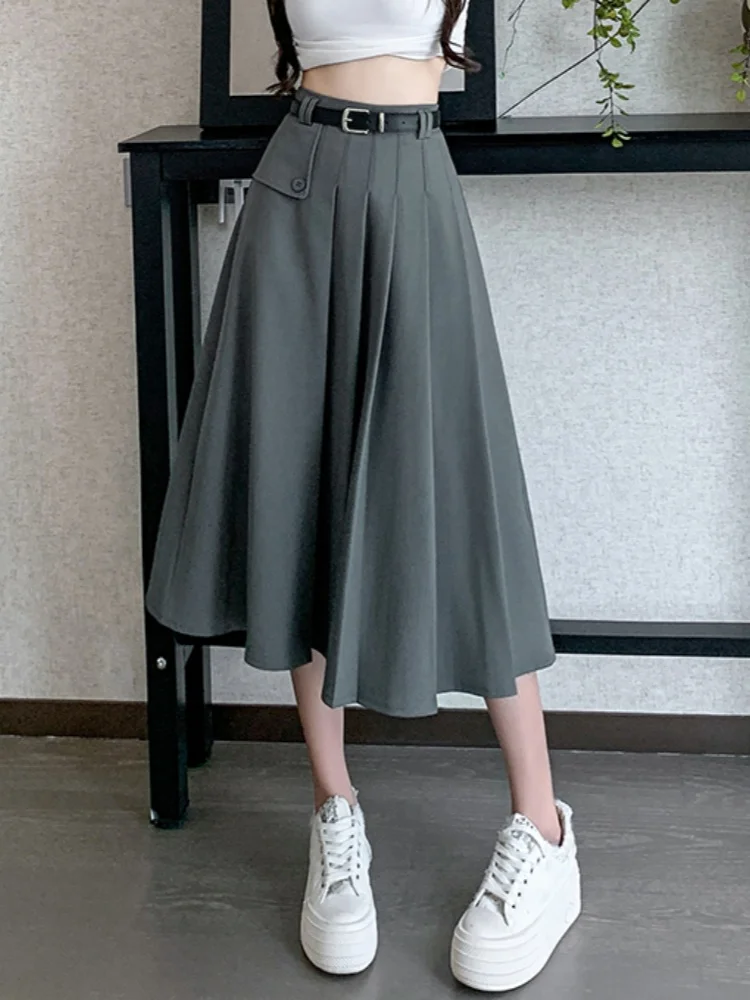 SMTHMA 2023, новинка весны и осени, плиссированная юбка средней длины с высокой талией, женская однотонная повседневная длинная юбка с поясом
SMTHMA 2023, новинка весны и осени, плиссированная юбка средней длины с высокой талией, женская однотонная повседневная длинная юбка с поясом