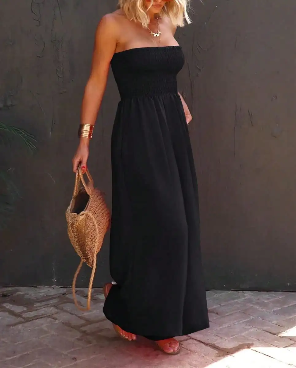 Black Strapless Smocked Waist Maxi Dress with Pockets, Flowy Chiffon Summer Dress
Black Strapless Smocked Waist Maxi Dress with Pockets, Flowy Chiffon Summer Dress