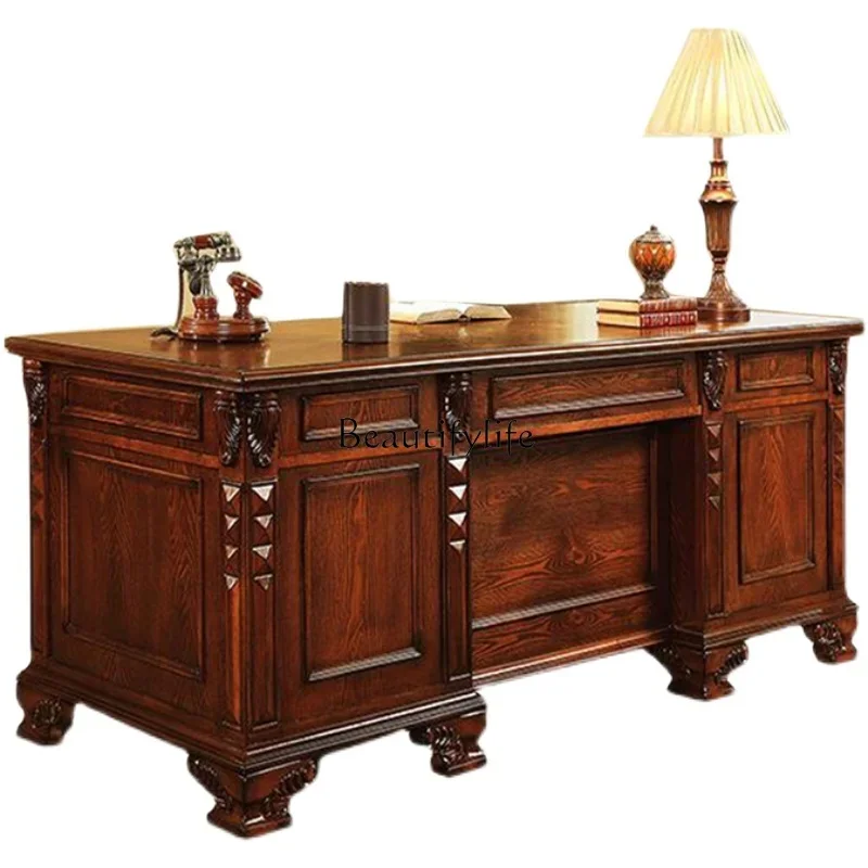 FG28American solid wood retro desk luxury class desk luxury study table and chairs
FG28American solid wood retro desk luxury class desk luxury study table and chairs