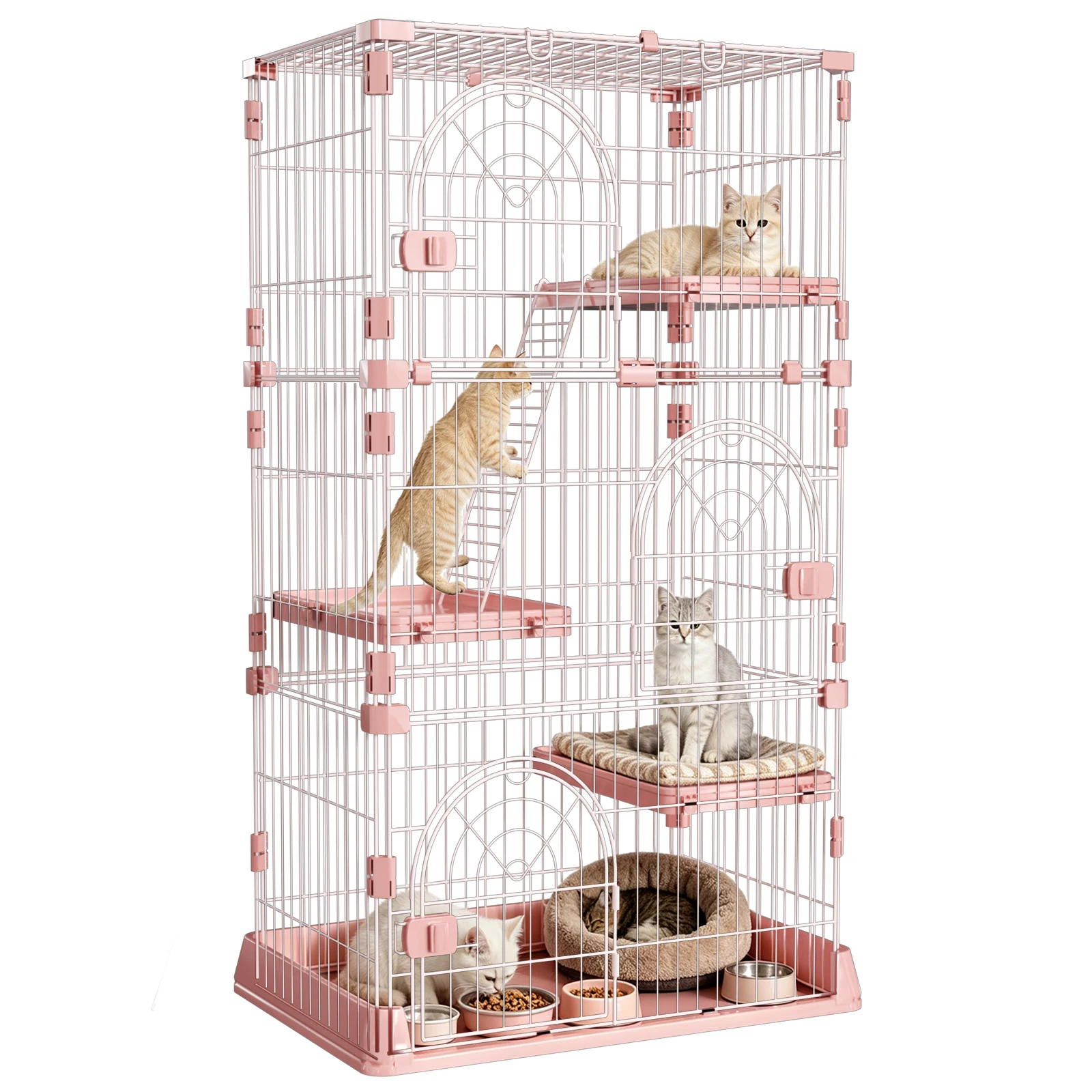 4-Tier Wire Cat Cage Playpen Kennel, 64 Inch Cat Catios Large Space for 1-3 Cats, Pink Cat Crate with 3 Platforms 3 Front Doors 2 Ramp Ladders
4-Tier Wire Cat Cage Playpen Kennel, 64 Inch Cat Catios Large Space for 1-3 Cats, Pink Cat Crate with 3 Platforms 3 Front Doors 2 Ramp Ladders