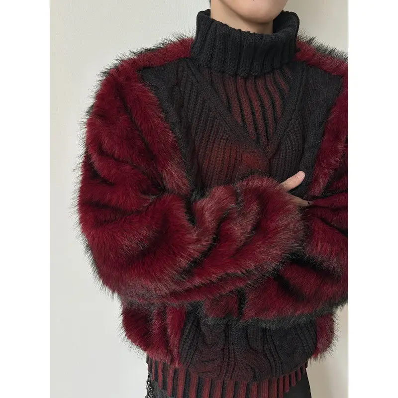 Thiened Red Fur Collar Sweater Men's Winter Warm High Collar Knitted Outerwear Punk Sle Casual Travel Faion
Thiened Red Fur Collar Sweater Men's Winter Warm High Collar Knitted Outerwear Punk Sle Casual Travel Faion