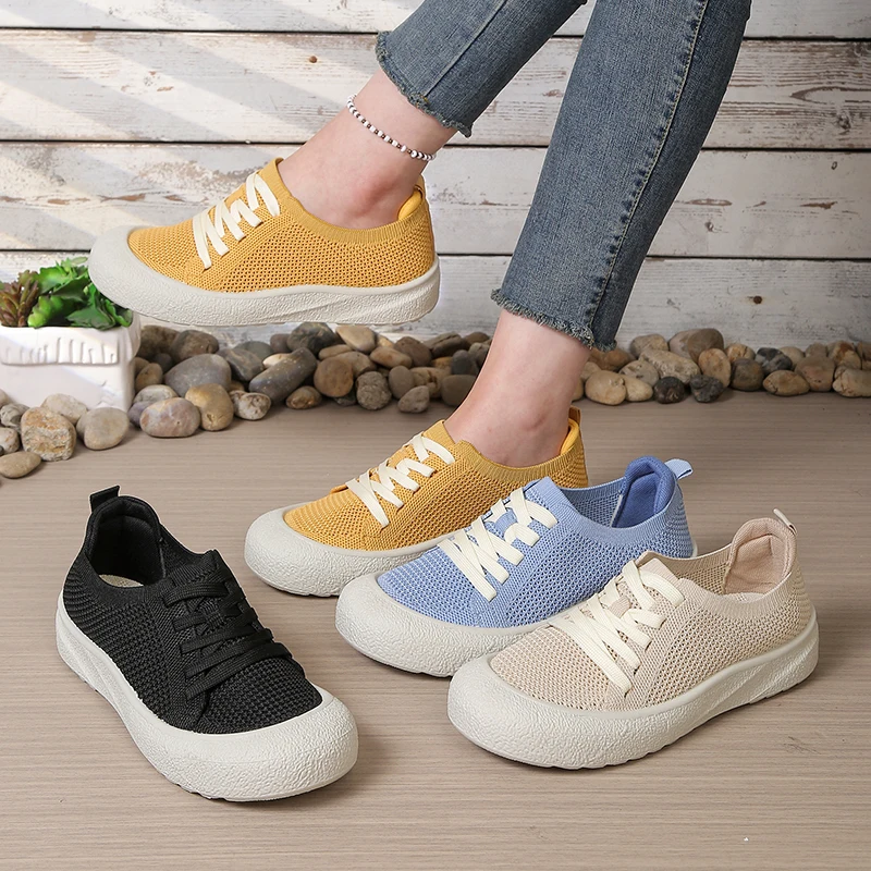 Knitted mesh women's casual shoes, breathable lace-up women's walking shoes, comfortable lightweight flat shoes, free shipping
Knitted mesh women's casual shoes, breathable lace-up women's walking shoes, comfortable lightweight flat shoes, free shipping