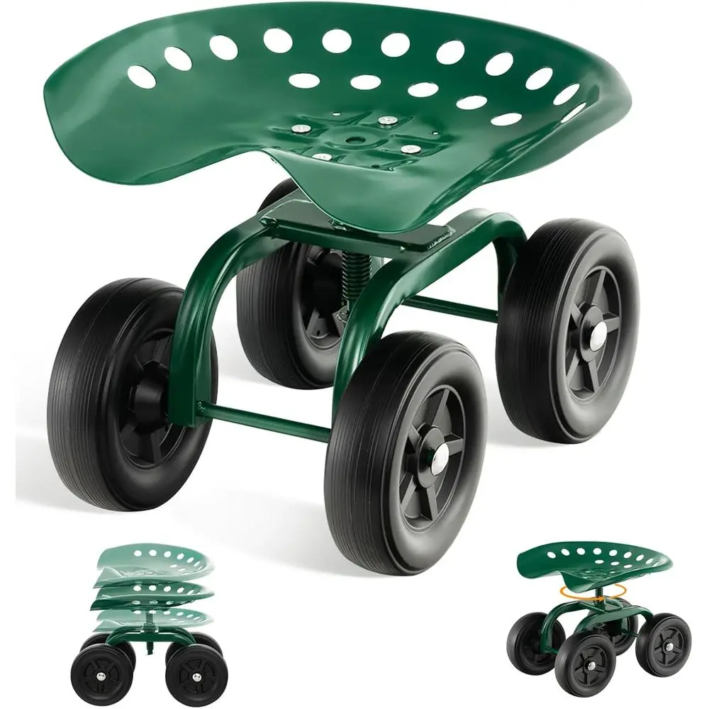 Green Iron Garden Seat with 360° Swivel and Adjustable Height
Green Iron Garden Seat with 360° Swivel and Adjustable Height