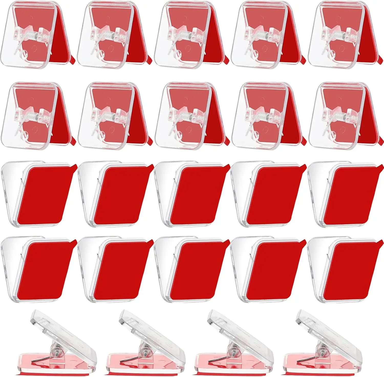 Self-Adhesive Wall Clips - 24 Pack, Clear, Double-Sided Spring for Photos, Posters, Rope
Self-Adhesive Wall Clips - 24 Pack, Clear, Double-Sided Spring for Photos, Posters, Rope