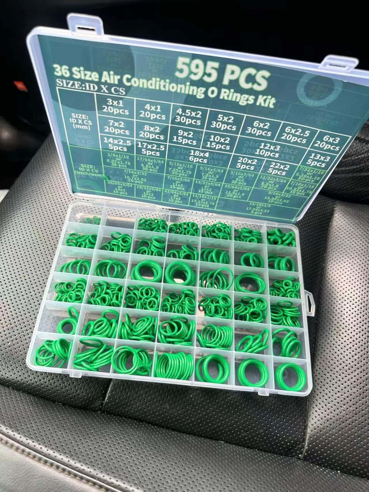 595pcs Air Conditioning O Ring Kit Assortment Set 36 Size O-Type Green Sealing Rubber Ring Rubber Accessories Maintenance
595pcs Air Conditioning O Ring Kit Assortment Set 36 Size O-Type Green Sealing Rubber Ring Rubber Accessories Maintenance