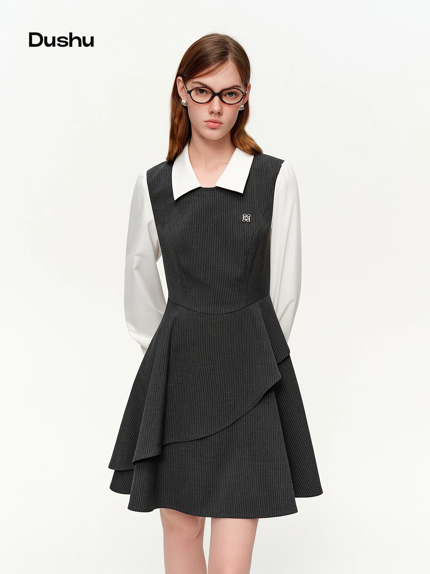 DUSHU Preppy Style Fake Two-piece Dress Women New Spring Style Waist-cinching and Slimming Mini Dress Long Sleeve
DUSHU Preppy Style Fake Two-piece Dress Women New Spring Style Waist-cinching and Slimming Mini Dress Long Sleeve