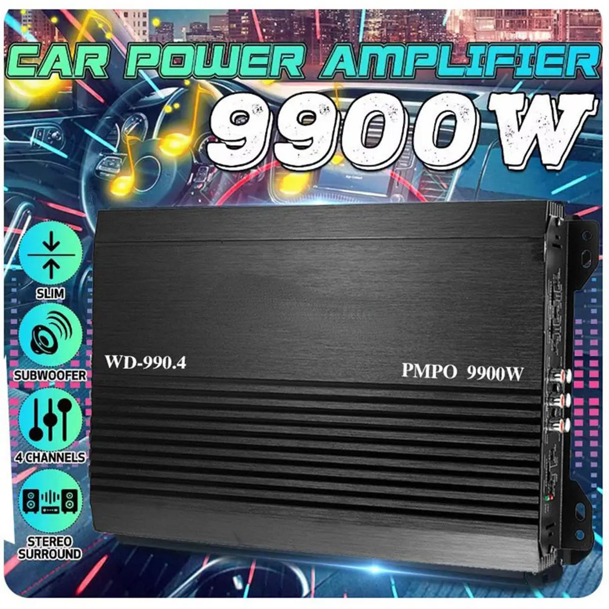 (DT37) 4 Channel 12V Car Amplifier 9900W Audio Upgrade Amplifier Stereo Surround Passive Subwoofer Audio Player
(DT37) 4 Channel 12V Car Amplifier 9900W Audio Upgrade Amplifier Stereo Surround Passive Subwoofer Audio Player