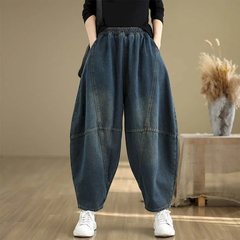 Мешковатые джинсы, женские повседневные свободные брюки-фонарики большого размера, однотонная винтажная одежда, художественная уличная одежда с эластичной резинкой на талии, женская одежда
Мешковатые джинсы, женские повседневные свободные брюки-фонарики большого размера, однотонная винтажная одежда, художественная уличная одежда с эластичной резинкой на талии, женская одежда