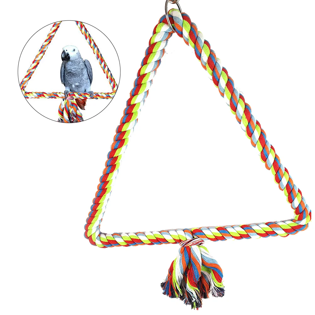 Colorful Cotton Rope Triangle Swing Bird Toy Climbing Ladder for Parrot Pet Training Bird Climbing Swing
Colorful Cotton Rope Triangle Swing Bird Toy Climbing Ladder for Parrot Pet Training Bird Climbing Swing