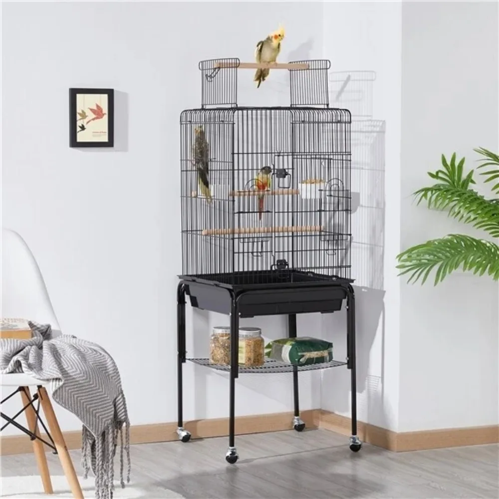 53.5 Play Open Top Parakeet Bird Cage for Parrot with Detachable Rolling Stand
53.5 Play Open Top Parakeet Bird Cage for Parrot with Detachable Rolling Stand