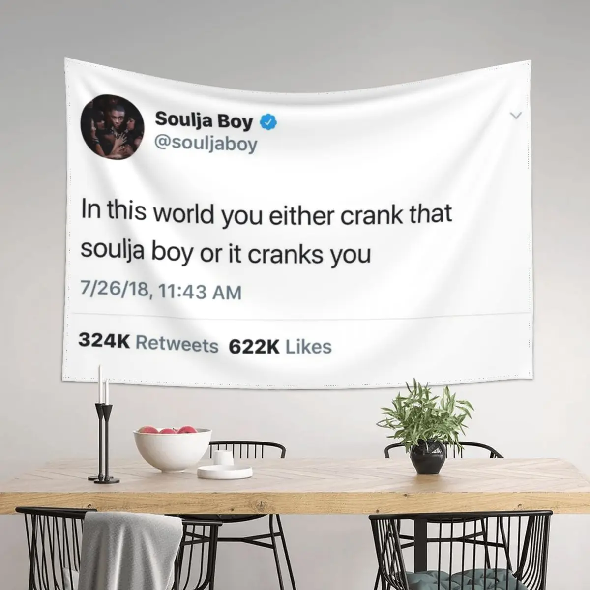 Soulja Boy Tweet Tapestry Bedroom Decor Aesthetic Bathroom Decor Room Decor Aesthetic Tapestry
Soulja Boy Tweet Tapestry Bedroom Decor Aesthetic Bathroom Decor Room Decor Aesthetic Tapestry