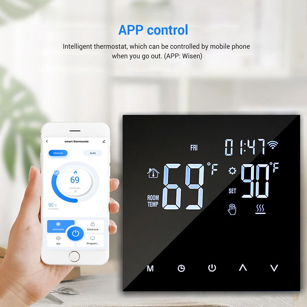 Programmable Thermostat with App Control and HD LCD Touch Screen, Suitable for Electric Heating No Color/Size Restrictions
Programmable Thermostat with App Control and HD LCD Touch Screen, Suitable for Electric Heating No Color/Size Restrictions