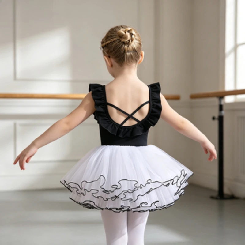 New summer girls' flutter-sleeve dress with reinforced hem, pure cotton ballet tutu, kids' daily ballet training outfit set
New summer girls' flutter-sleeve dress with reinforced hem, pure cotton ballet tutu, kids' daily ballet training outfit set
