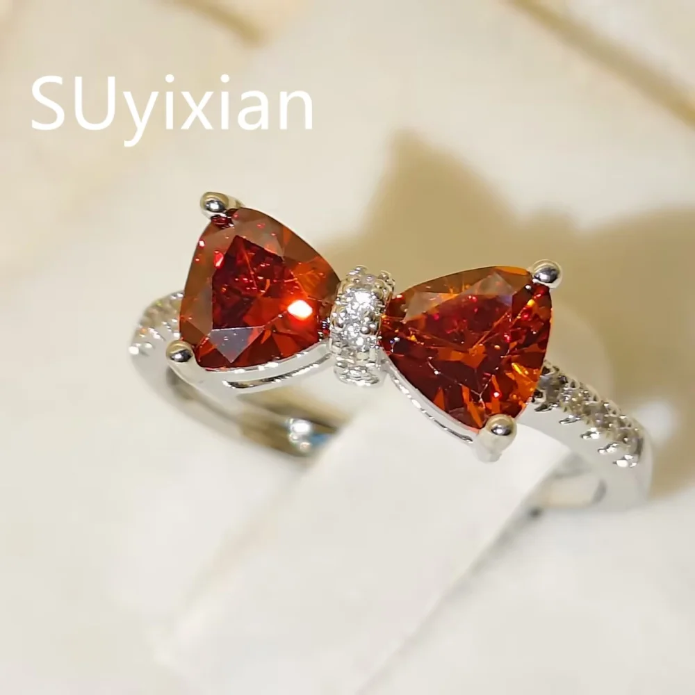 925 Sterling Silver Stylish Delicate Red Zircon Bow Ring, Birthday Party Anniversary Gift, Ladies Jewelry
925 Sterling Silver Stylish Delicate Red Zircon Bow Ring, Birthday Party Anniversary Gift, Ladies Jewelry