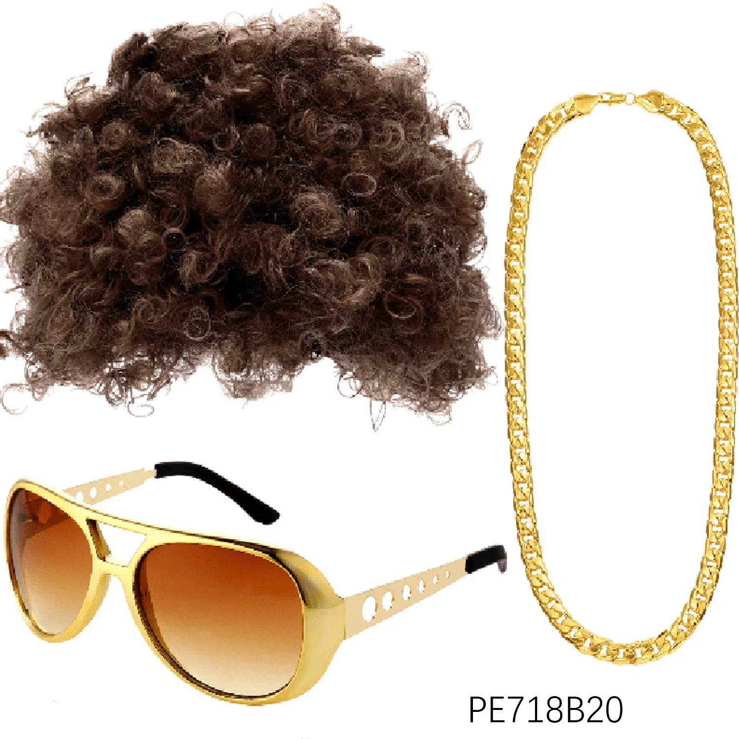 PESENAR Women's dressing accessories Disco-themed dressing wig, glasses necklace 3-piece set
PESENAR Women's dressing accessories Disco-themed dressing wig, glasses necklace 3-piece set