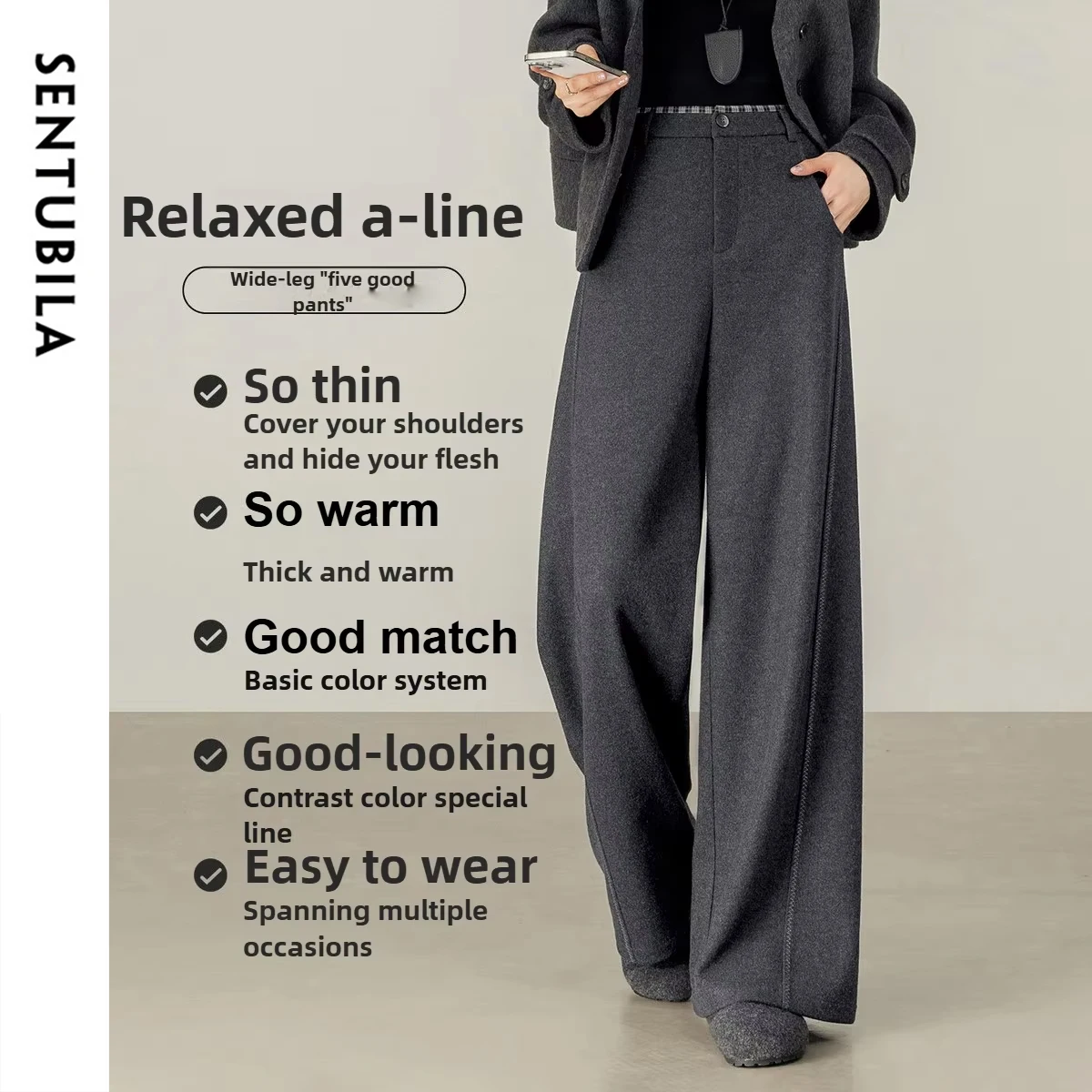 SENTUBILA широкие брюки женские 2200, осень-зима, офисные джинсы с высокой талией, приятные для кожи, теплые прямые женские брюки 154KD2441
SENTUBILA широкие брюки женские 2200, осень-зима, офисные джинсы с высокой талией, приятные для кожи, теплые прямые женские брюки 154KD2441