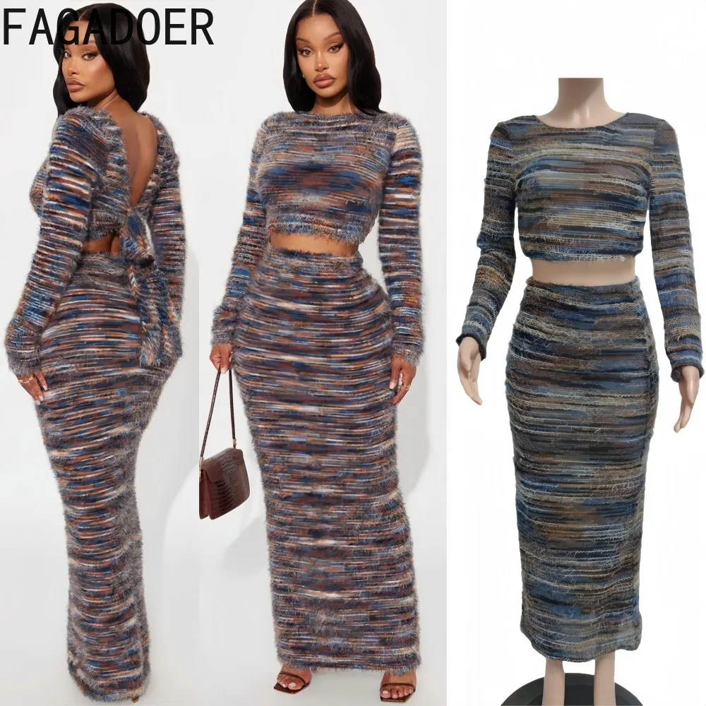 FAGADOER модный вязаный комплект из 2 предметов, женский наряд, укороченный топ с длинными рукавами и юбкой, женская уличная одежда, новинка
FAGADOER модный вязаный комплект из 2 предметов, женский наряд, укороченный топ с длинными рукавами и юбкой, женская уличная одежда, новинка