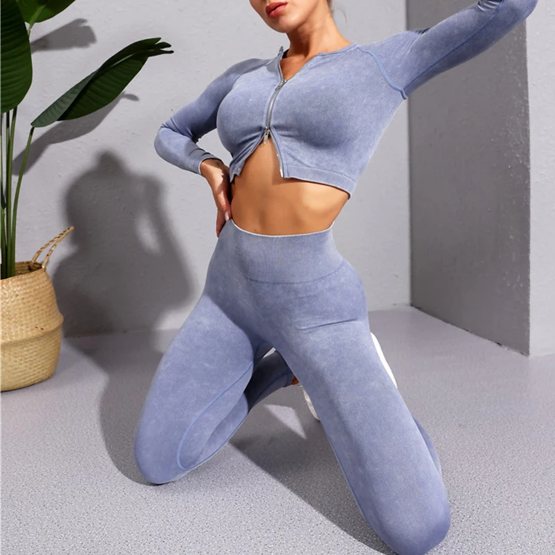 Washed Women Sport Suit Zipper Yoga Set Gym Workout Long Sleeve Fitness Crop Top High Waist Seamless Leggings Gym Set
Washed Women Sport Suit Zipper Yoga Set Gym Workout Long Sleeve Fitness Crop Top High Waist Seamless Leggings Gym Set