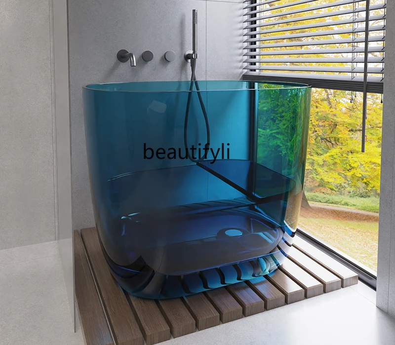 Household bathtub Transparent bathtub Transparent resin Color crystal Small apartment Independent integrated bathtub 
Household bathtub Transparent bathtub Transparent resin Color crystal Small apartment Independent integrated bathtub