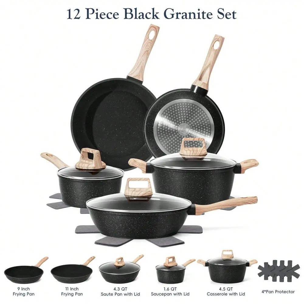 Pcs Non Stick Cookware Sets Granite Induction Cookware, Healthy Nonstick Kitchen Cooking Set, Suitable For Multiple Stovetops,
Pcs Non Stick Cookware Sets Granite Induction Cookware, Healthy Nonstick Kitchen Cooking Set, Suitable For Multiple Stovetops,