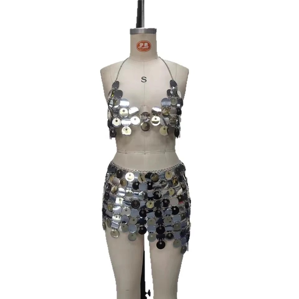 Sexy Silver Sequin Heavy Work Round Piece Fashion Patchwork Hollow Nightclub Hot Girl Mini Skirt Sequin Set
Sexy Silver Sequin Heavy Work Round Piece Fashion Patchwork Hollow Nightclub Hot Girl Mini Skirt Sequin Set