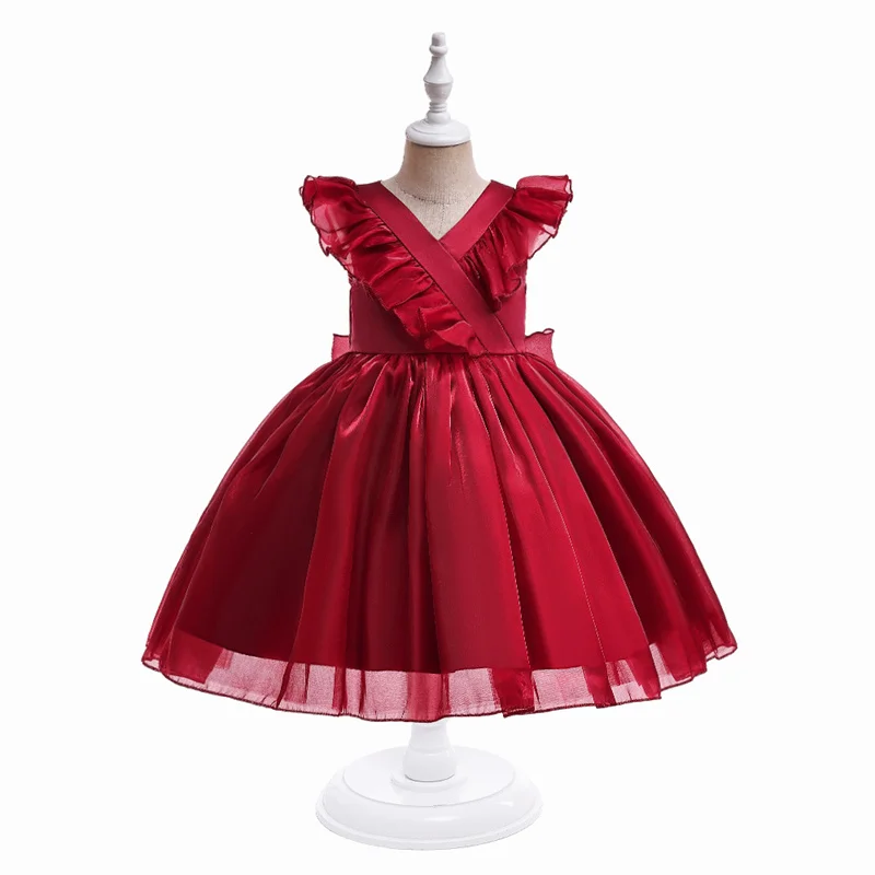 Ruffled Sleeve Girl Princess V-neck Dress Tulle Child Vestido Big Bow Wedding Party Birthday Tutu Dress Child Clothes
Ruffled Sleeve Girl Princess V-neck Dress Tulle Child Vestido Big Bow Wedding Party Birthday Tutu Dress Child Clothes