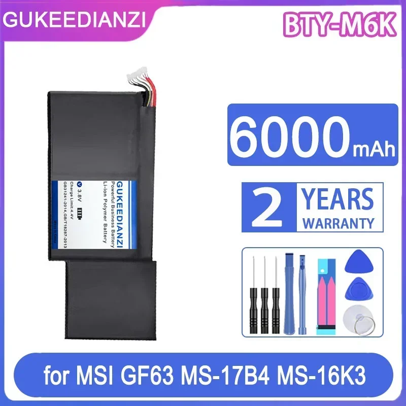 6000mAh Laptop Battery for MSI MS-17B4 MS-16K3 GS63VR-7RG GF63 Thin 8RD 8RD-031TH 8RC GF75 Thin 3RD 8RC 9SC, Model BTY-M6K
6000mAh Laptop Battery for MSI MS-17B4 MS-16K3 GS63VR-7RG GF63 Thin 8RD 8RD-031TH 8RC GF75 Thin 3RD 8RC 9SC, Model BTY-M6K