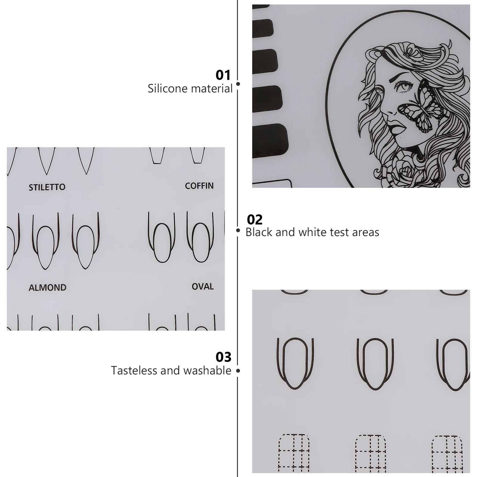 3 pcs Art Stamping Silicone Manicure Practice Plate Washable Patch Coloring Pad Reusable Decal Mat Grids Testing Zones Glitter
3 pcs Art Stamping Silicone Manicure Practice Plate Washable Patch Coloring Pad Reusable Decal Mat Grids Testing Zones Glitter