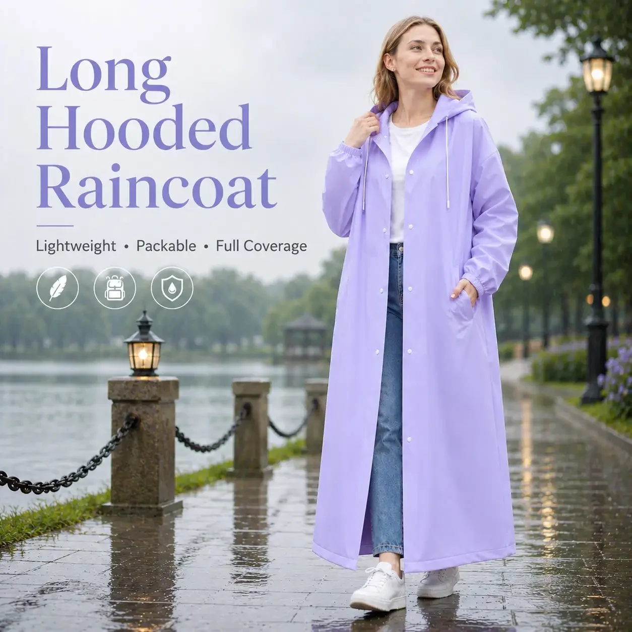 1PC Long Hooded EVA Raincoat, Lightweight Matte Rainwear With Full Coverage, Packable Rain Poncho For Commuting, Travel, Camping
1PC Long Hooded EVA Raincoat, Lightweight Matte Rainwear With Full Coverage, Packable Rain Poncho For Commuting, Travel, Camping