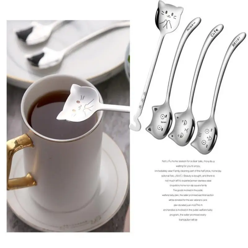 Stainless Steel Cute Cat Spoon Food Grade Cartoon Design For Stirring Coffee Tea Dessert Daily Use
Stainless Steel Cute Cat Spoon Food Grade Cartoon Design For Stirring Coffee Tea Dessert Daily Use