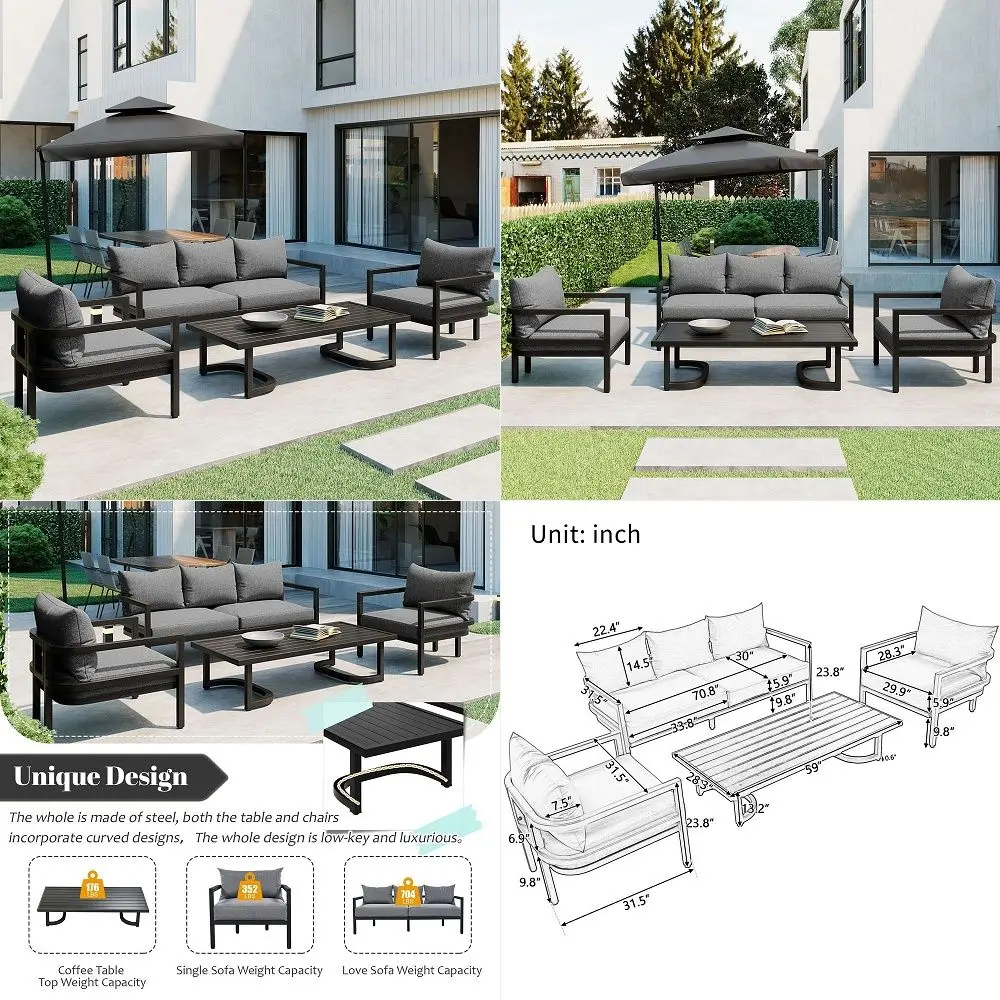 Outdoor Sectional Sofa Set with Round Nesting Coffee Tables and Cushions,6Piece Patio Furniture Set for Porch,Garden,Poolside a
Outdoor Sectional Sofa Set with Round Nesting Coffee Tables and Cushions,6Piece Patio Furniture Set for Porch,Garden,Poolside a