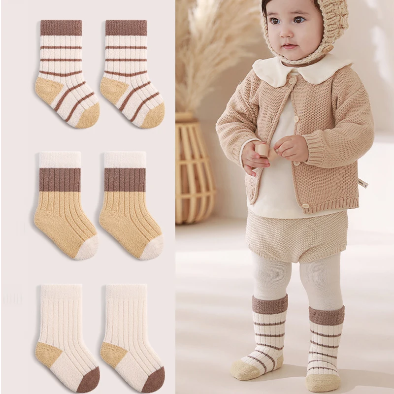 3 Pairs/set Winter New Thickened Warm Coral Fleece Baby Mid Socks Newborn Kid Striped Socks Girl Infant Boy Boneless Socks 0-12Y
3 Pairs/set Winter New Thickened Warm Coral Fleece Baby Mid Socks Newborn Kid Striped Socks Girl Infant Boy Boneless Socks 0-12Y