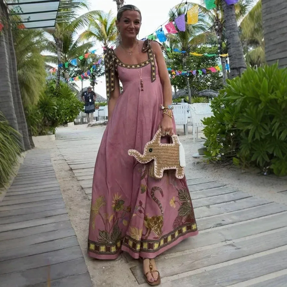 Floral Print Linen Suspender Pocket Maxi Dress With Bohemian Style For Vacation Dress Elegant Femme Bandage Robe Maxi
Floral Print Linen Suspender Pocket Maxi Dress With Bohemian Style For Vacation Dress Elegant Femme Bandage Robe Maxi