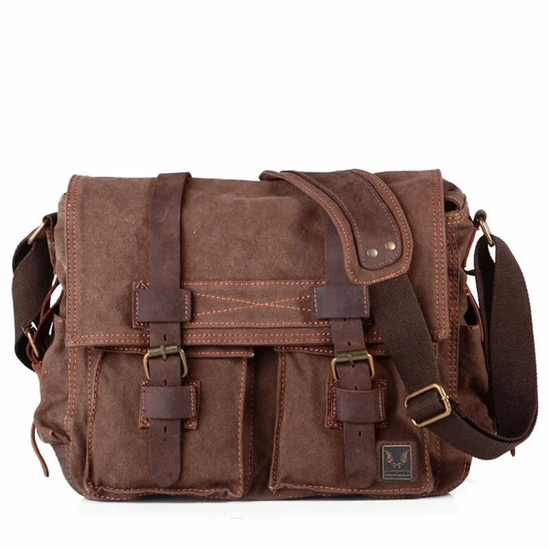 Cloth bag, wholesale European and American retro canvas with mad horse leather men's and women's mailman bag, shoulder casual sa
Cloth bag, wholesale European and American retro canvas with mad horse leather men's and women's mailman bag, shoulder casual sa