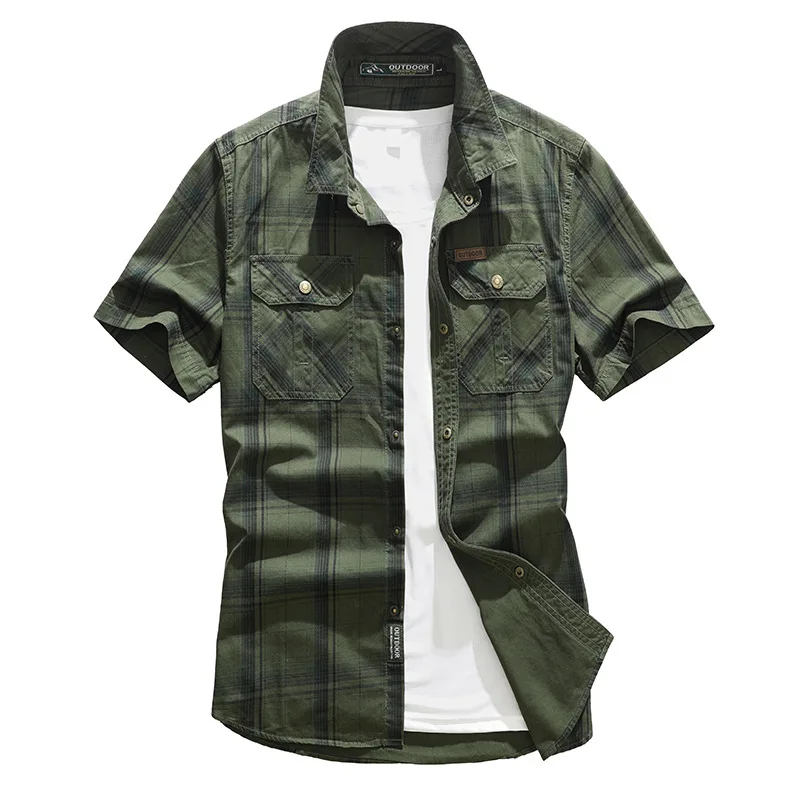 Men's Casual Cotton Shirt Short Sleeve Camouflage Stripes Loose Fit Summer Leisure Shirt Military Style Button up Top
Men's Casual Cotton Shirt Short Sleeve Camouflage Stripes Loose Fit Summer Leisure Shirt Military Style Button up Top