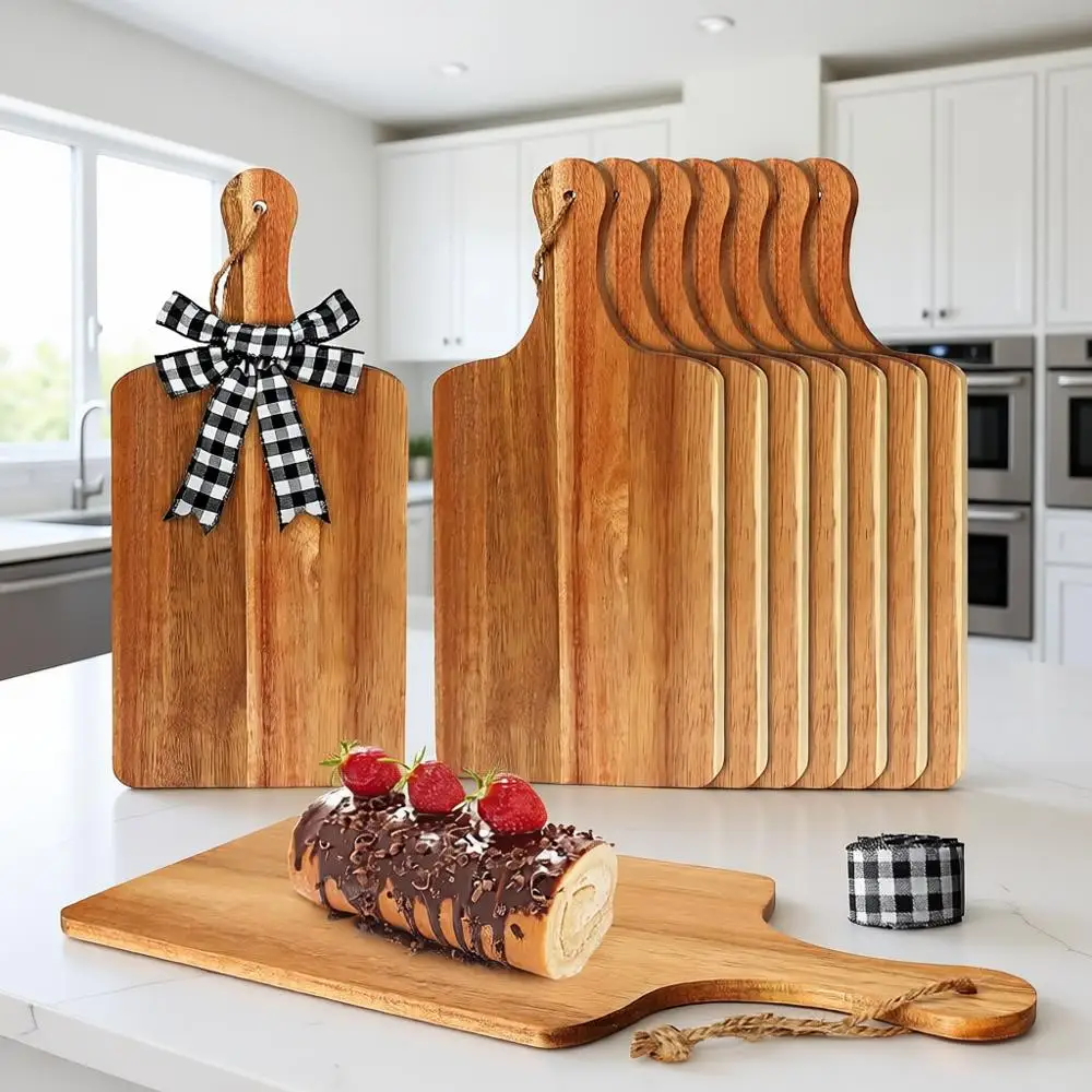 12 штук разделочных досок из акации 6x12 дюймов с ручками для использования на кухне, идеально подходят для подачи и нарезки различных продуктов
12 штук разделочных досок из акации 6x12 дюймов с ручками для использования на кухне, идеально подходят для подачи и нарезки различных продуктов