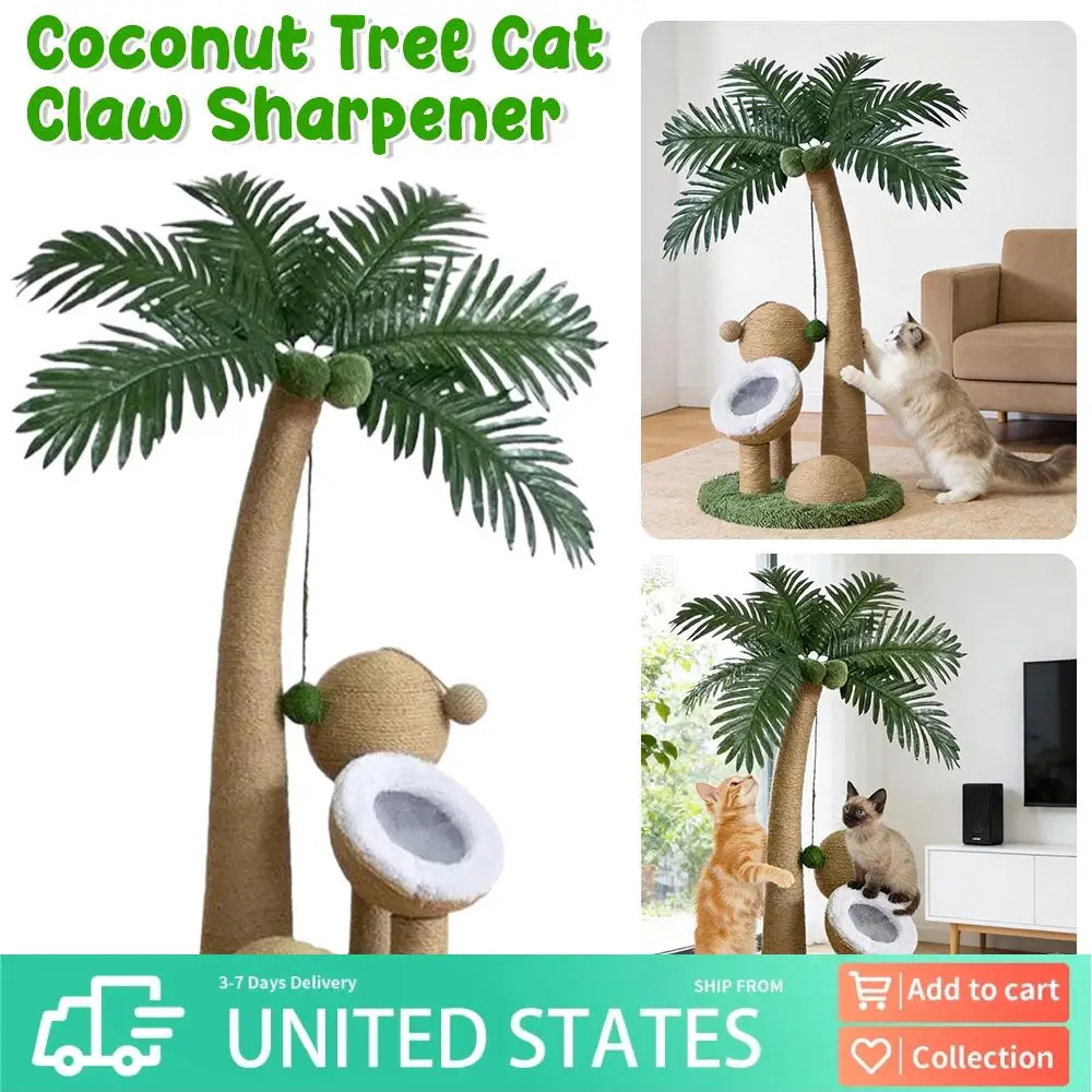 Интерактивная когтеточка-столбик «Кокосовая пальма» для кошек, 28 дюймов, из натурального сизаля, для домашних кошек
Интерактивная когтеточка-столбик «Кокосовая пальма» для кошек, 28 дюймов, из натурального сизаля, для домашних кошек