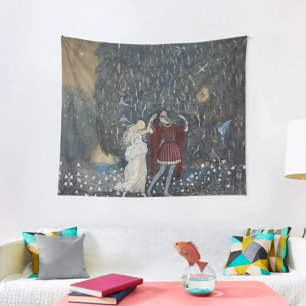 LENA DANCES WITH THE KNIGHT AMONG BIRDS AND FLOWERS Swedish Fairy Tale Tapestry Anime Decor Tapestry
LENA DANCES WITH THE KNIGHT AMONG BIRDS AND FLOWERS Swedish Fairy Tale Tapestry Anime Decor Tapestry