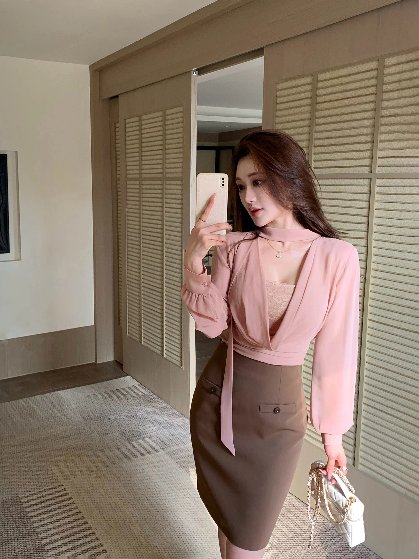 High Waist Slimming Wrap around Skirt Brown Coffee Color Commute Friendly Business Casual Style Polyester Fiber Skirt
High Waist Slimming Wrap around Skirt Brown Coffee Color Commute Friendly Business Casual Style Polyester Fiber Skirt