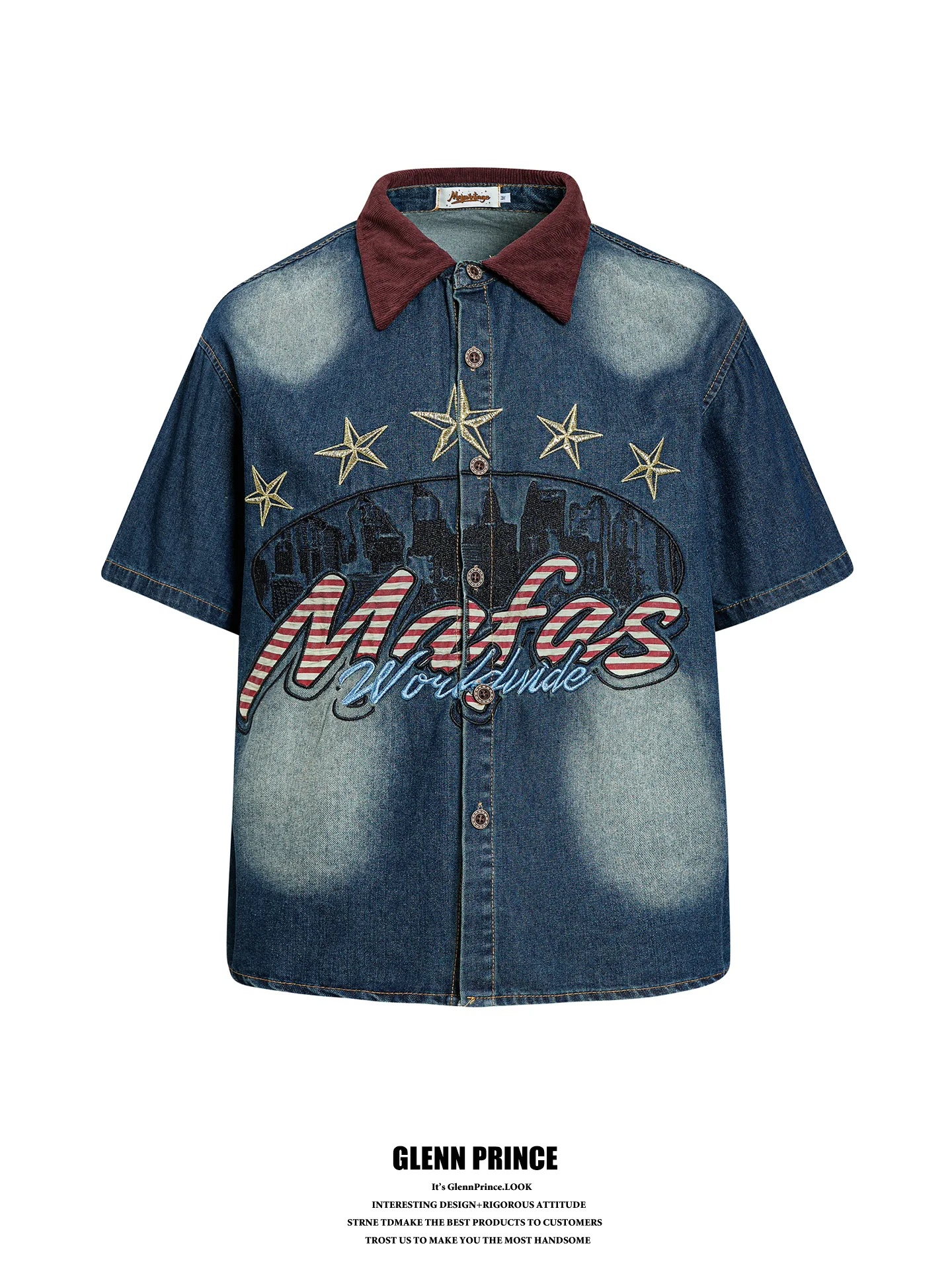 American Washed Vintage Letter Patchwork Embroidered Denim Short Sleeve Men's Casual Shirt High Street Style Summer Cotton
American Washed Vintage Letter Patchwork Embroidered Denim Short Sleeve Men's Casual Shirt High Street Style Summer Cotton