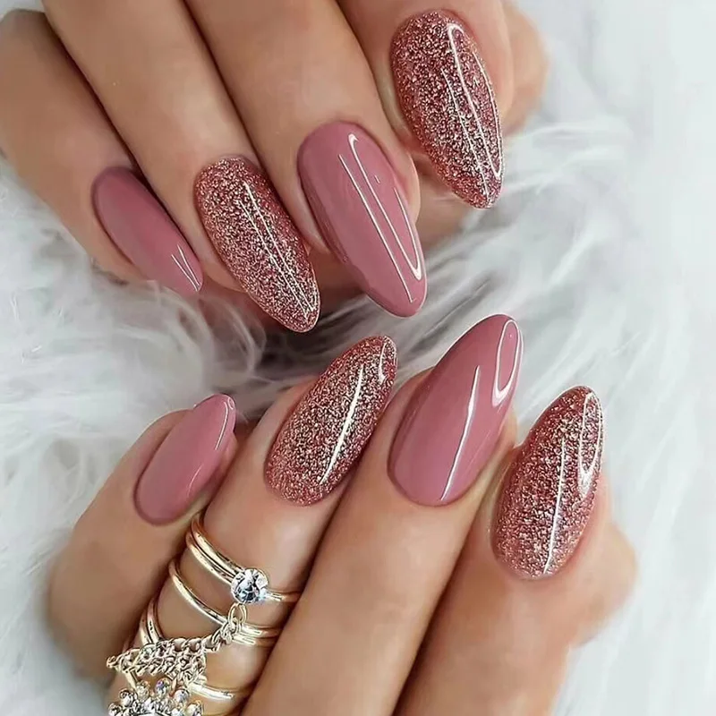 24pc Muted Red Glitter Nails Cinnamon Glitter Almond Press-Ons Medium-long Length & Mix Sizes False Nails Set For Women
24pc Muted Red Glitter Nails Cinnamon Glitter Almond Press-Ons Medium-long Length & Mix Sizes False Nails Set For Women