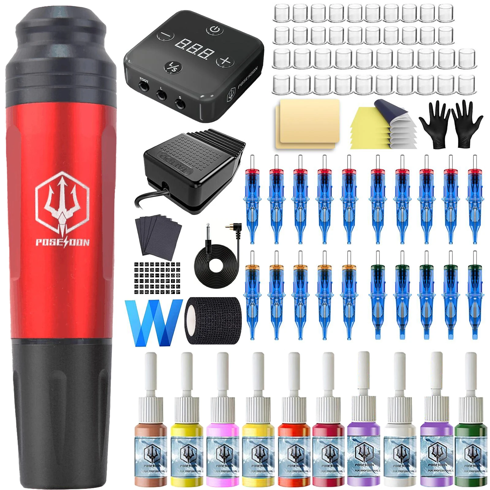 POSEIDON Tattoo Kit Red Tattoo Machine Kit High Quality 20Pcs Tattoo Needles Wired Tattoo Power Supply Tattoo Pen Kit
POSEIDON Tattoo Kit Red Tattoo Machine Kit High Quality 20Pcs Tattoo Needles Wired Tattoo Power Supply Tattoo Pen Kit